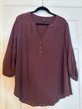 torrid Plum Henley Tunic with Button Placket